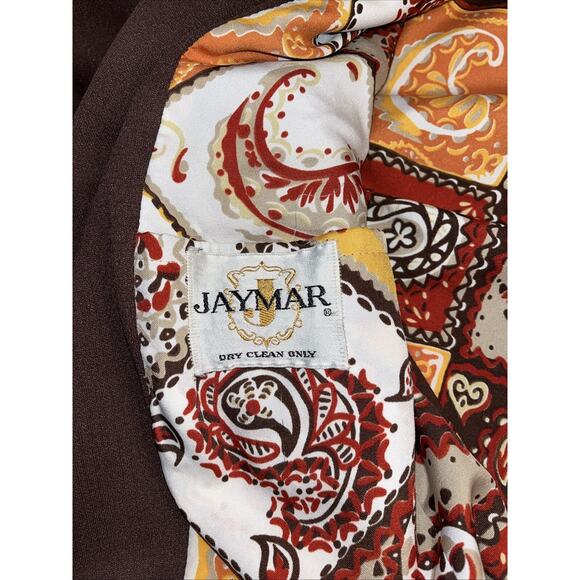 Vintage Jacket Button Up Vtg 60s 70s Polyester Pointed Collar Brown Est M/L - Picture 6 of 9